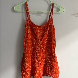 Orange Floral Women's Romper